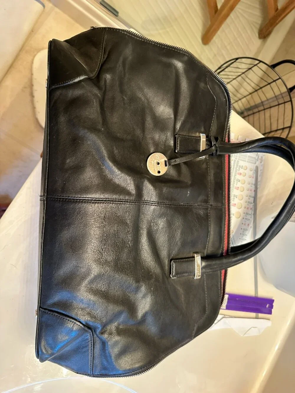 Knomo London Black Leather Laptop Bag Rubi styole